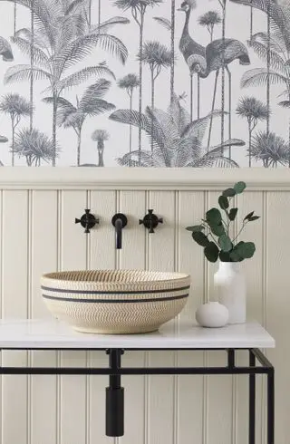 vasque de salle de bain ronde avec finition tressée