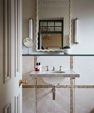 Idées de vie dans la salle de bain avec miroir et lavabo