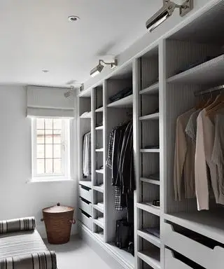 Idées de rangement pour vêtements avec dressing gris