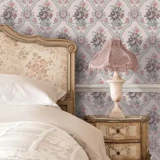 침실에 빈티지 벽지