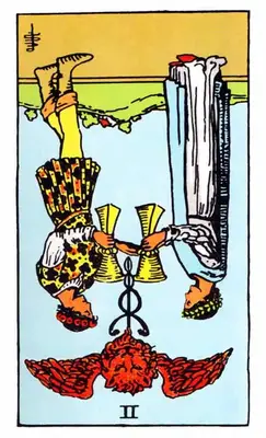 Two of Cups Tarot Card Reversed