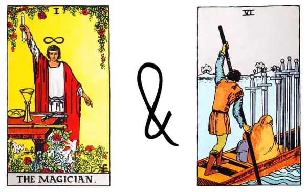 magician six of swords card combinations in tarot