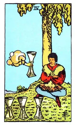 Cuatro de tazas de tarot significa