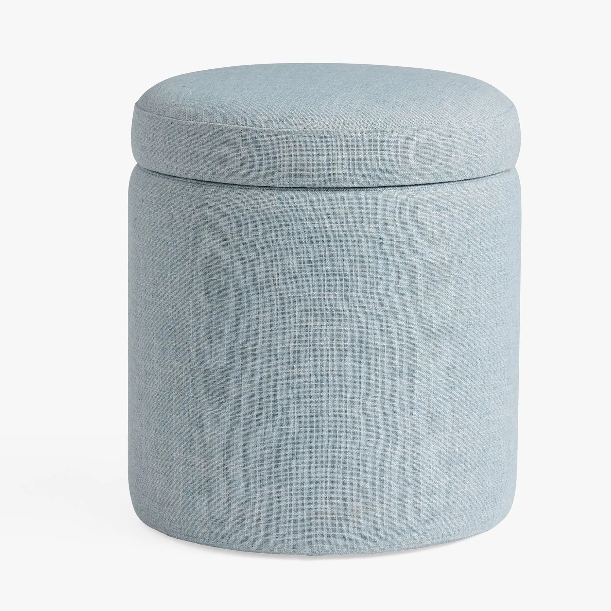 Ottoman de rangement rond simple (Chambray tissé à texture Eco Performance)' loading='lazy' title=