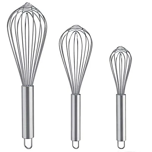 Fouets pour la Cuisson Paquet de 3 Fouets en Acier Inoxydable pour Mélanger, Battre et Remuer Version Améliorée Ensemble de Fouets à Fil Ballon 8+10+12' loading='lazy' title=