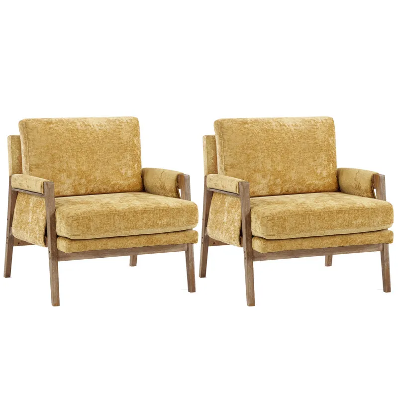 Wade Logan&reg; 30 Ampia poltrona Brayven Mid-Century moderna imbottita in ciniglia con struttura in legno (set di 2) e amp; Recensioni | Wayfair' loading='lazy' title=
