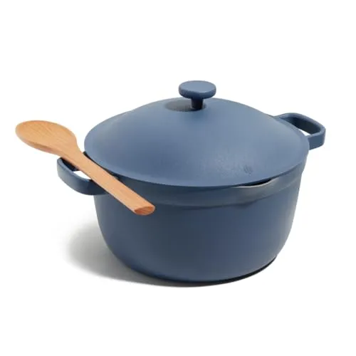 Notre place Pot Perfect Pot - 5.5 Qt. Sauce en céramique antiadhésive avec couvercle | Ustensiles de cuisine polyvalents pour la cuisinière et le four | Rôti à la baise à vapeur | PTFE et PFOA-FREE | Sans toxine facile à nettoyer | Sel bleu' loading='lazy' title=