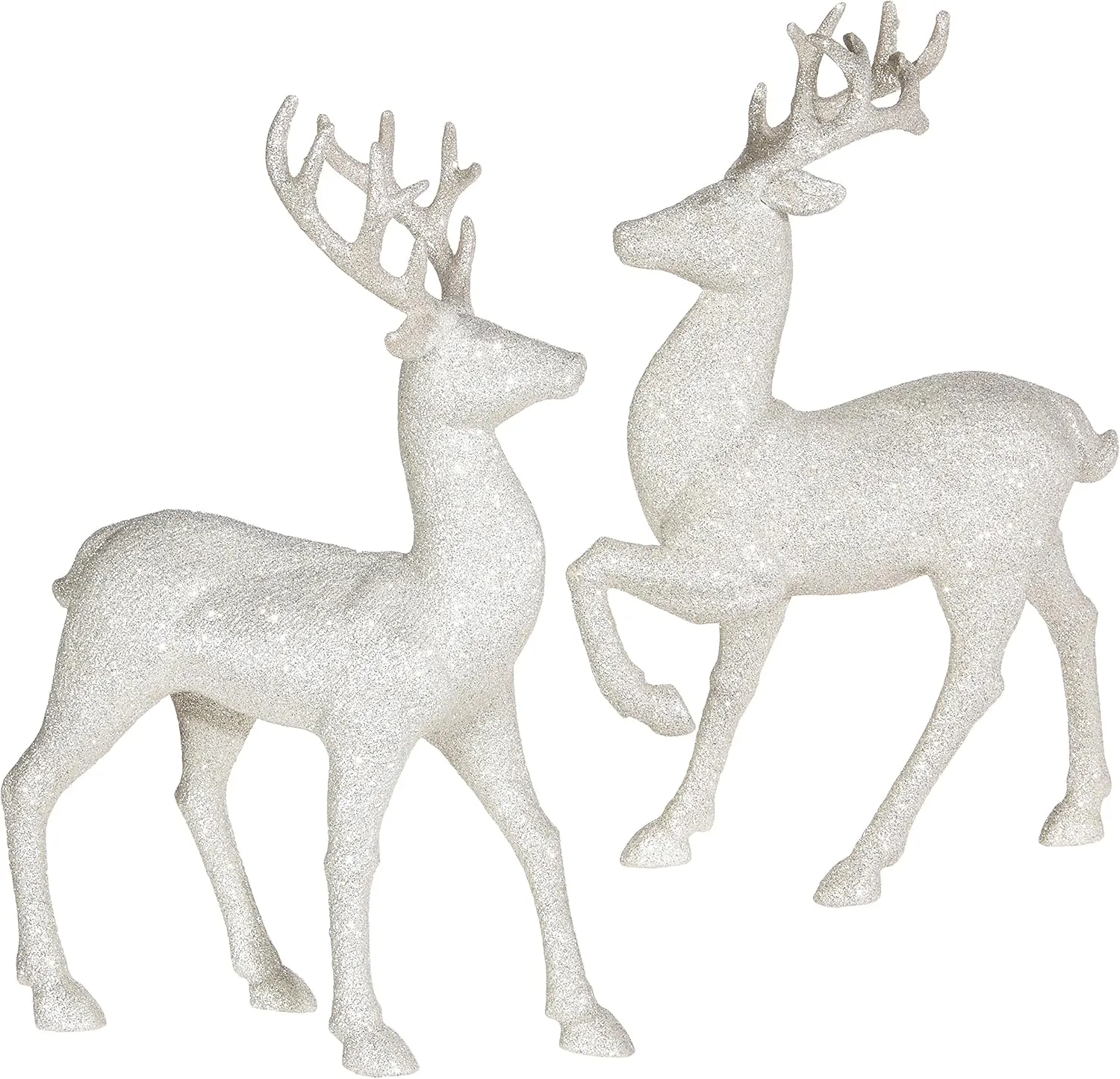 Lot de 2 figurines de rennes de vacances : décor de renne à paillettes de 12,5 pouces par Raz Imports (argent)' loading='lazy' title=