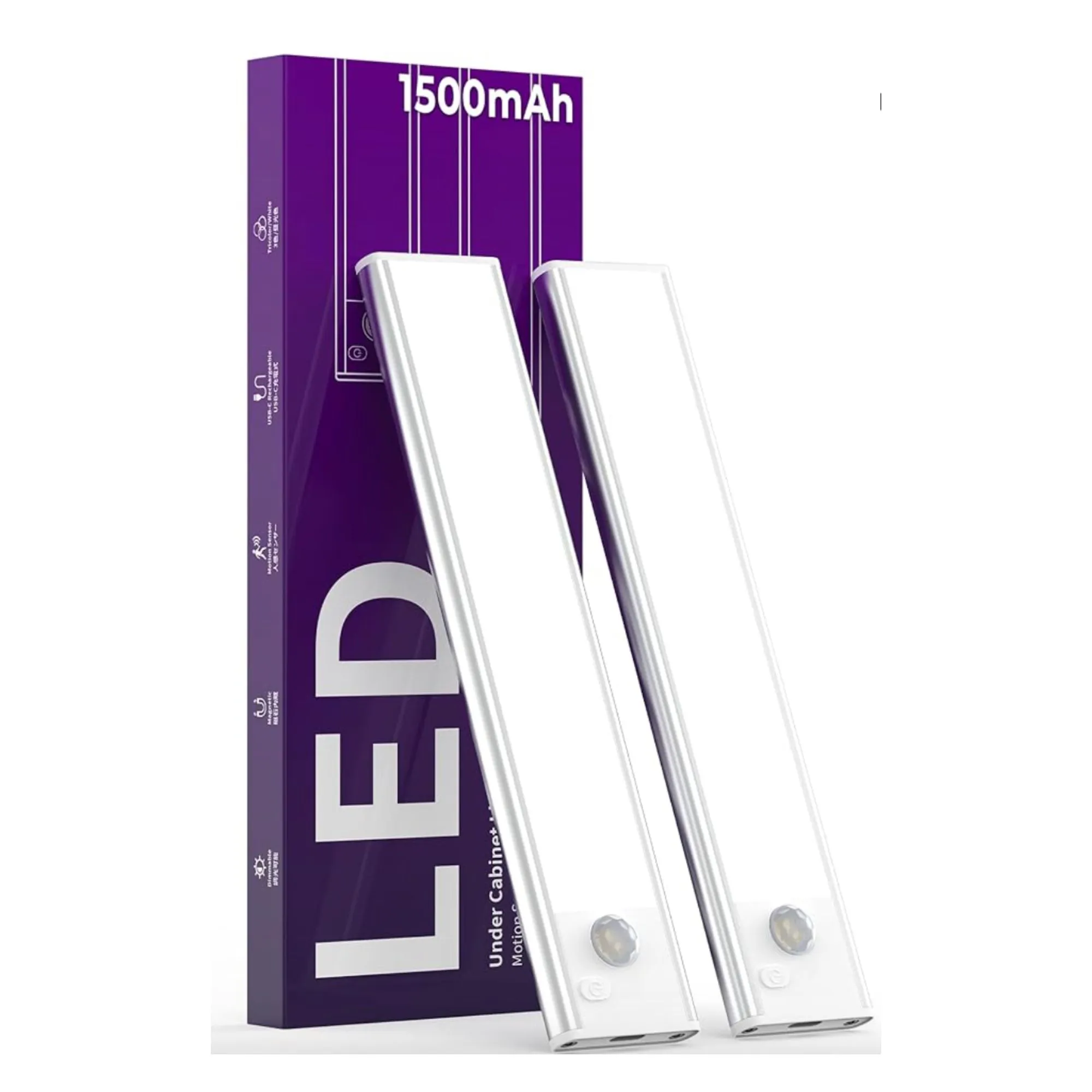 Unterschrankleuchten, Bewegungsmelder-Licht für den Innenbereich, 1500 mAh, wiederaufladbare LED-Schrankleuchten' loading='lazy' title=