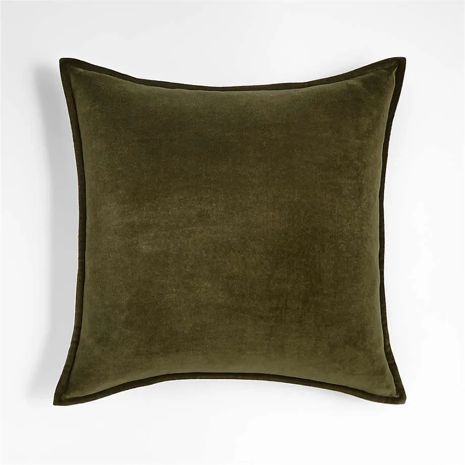 Housse de coussin en velours de coton biologique lavé vert foncé 20 x 20' loading='lazy' title=