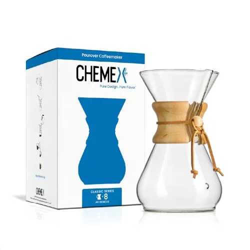 Cafetera de Vidrio Chemex Pour-Over - Serie Clásica - 8 Tazas - Empaque Exclusivo' loading='lazy' title=
