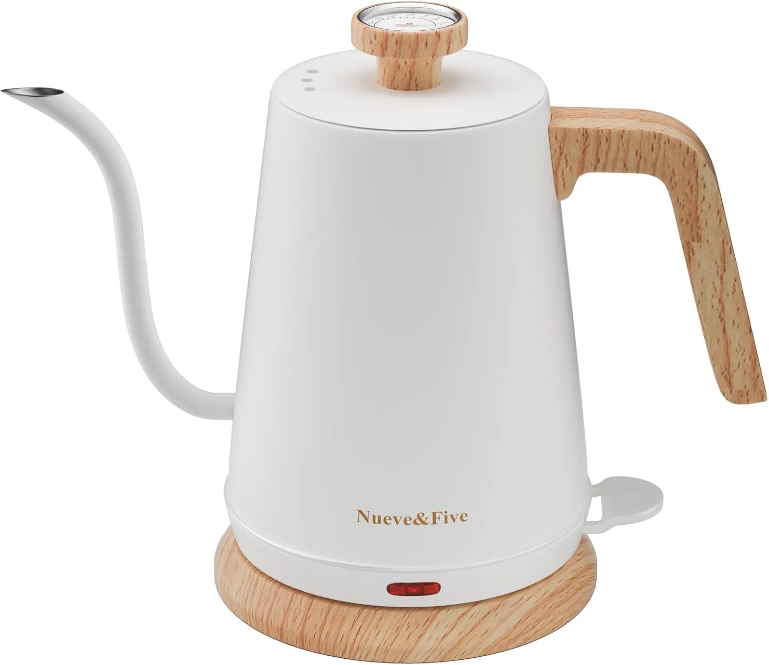 Nueve&five Hervidor Eléctrico De Cuello De Cisne Con TermómetroTetera Eléctrica 1l Con Apagado AutomáticoHervidor De Agua Caliente De 1000w De Acero Inoxidable Para Café Y Café. Té -Blanco' loading='lazy' title=