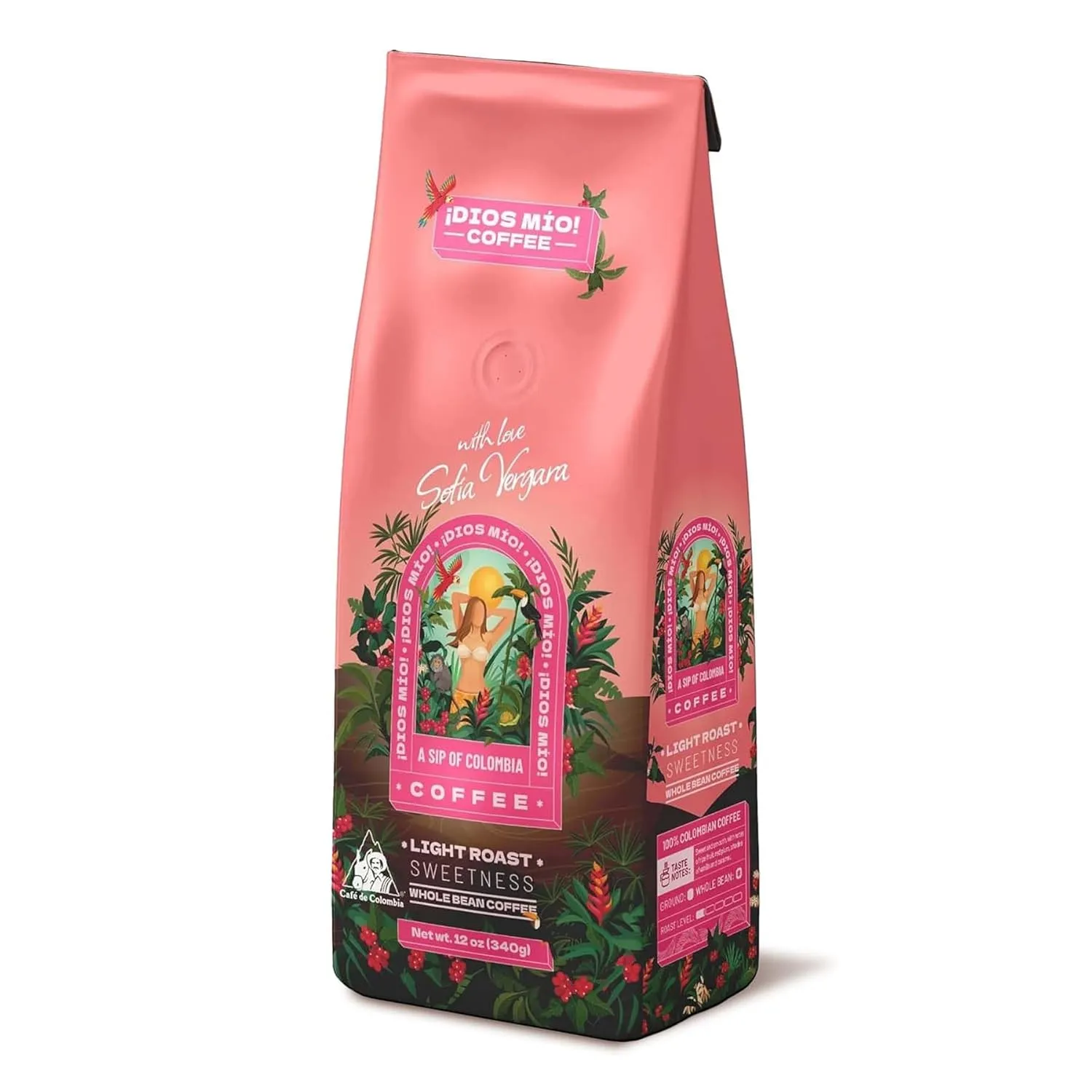 Café Dios Mio de Sofia Vergara Café colombiano premium en grano entero tostado ligero, bolsa de 12 onzas' loading='lazy' title=