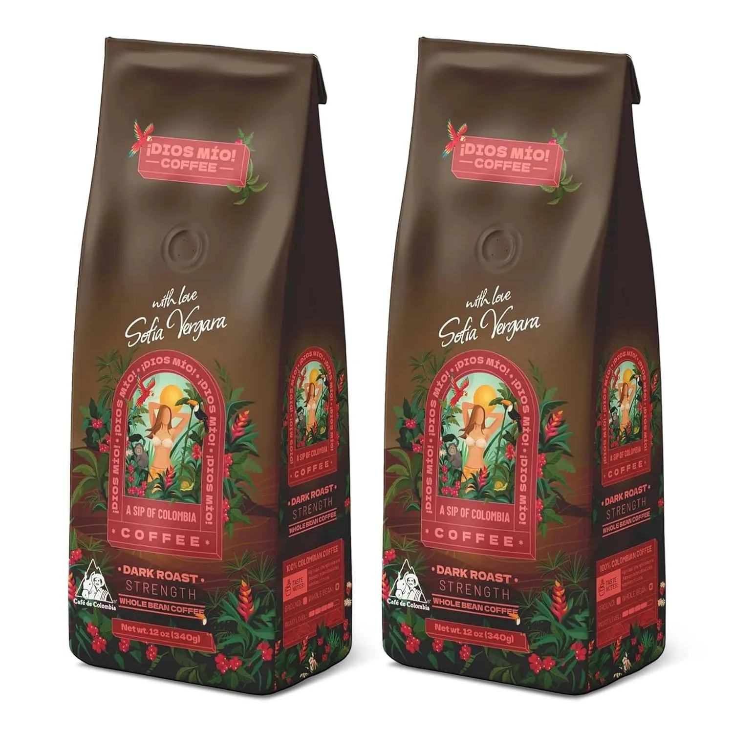 Café Dios Mio de Sofia Vergara Café colombiano premium en grano entero tostado oscuro, bolsa de 12 onzas (paquete de 2)' loading='lazy' title=