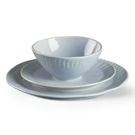 Service de table en grès artisanal à rayures bleues Oneida Entertain 365, 12 pièces (service pour 4)' loading='lazy' title=