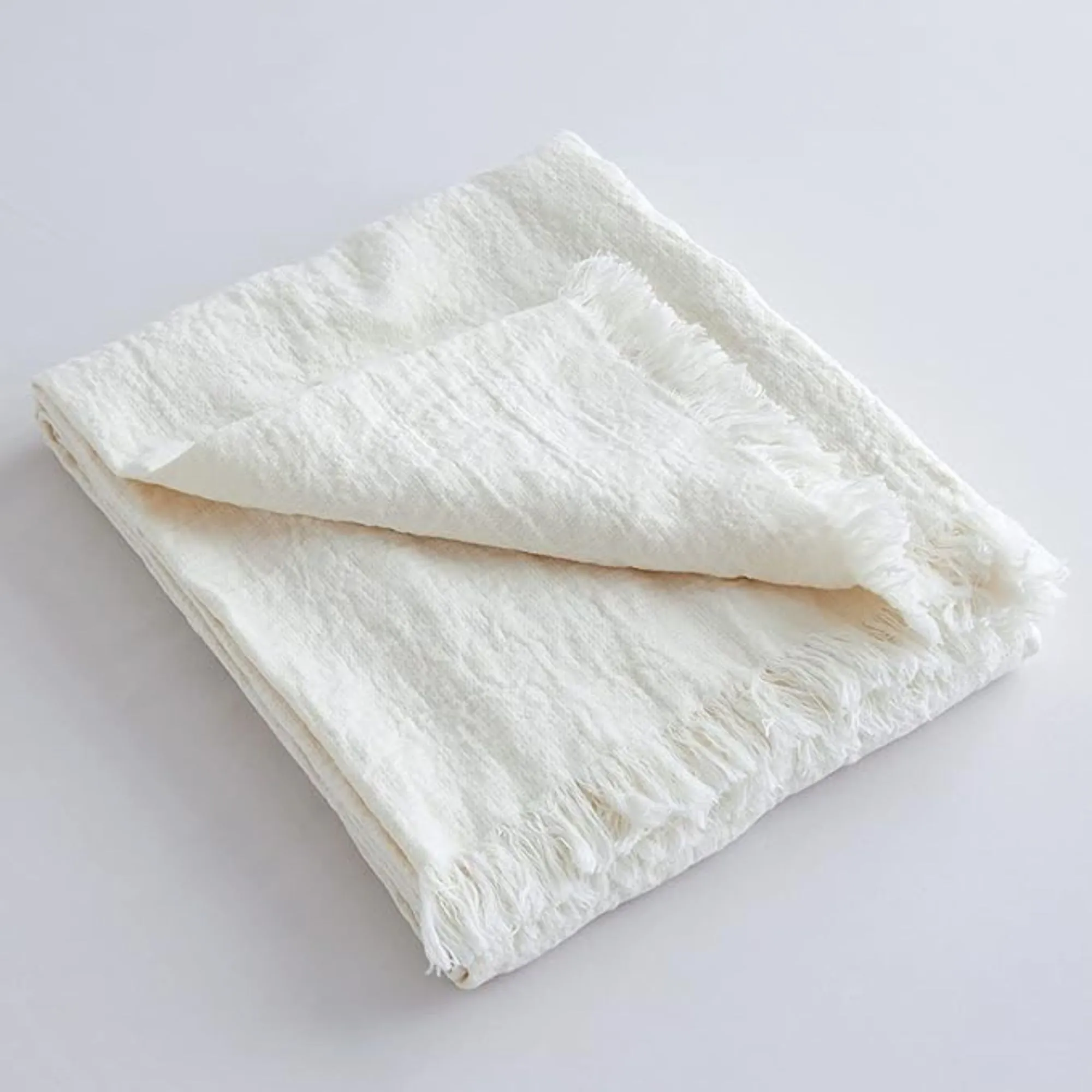 Coperta da tiro 100% lino con frange' loading='lazy' title=