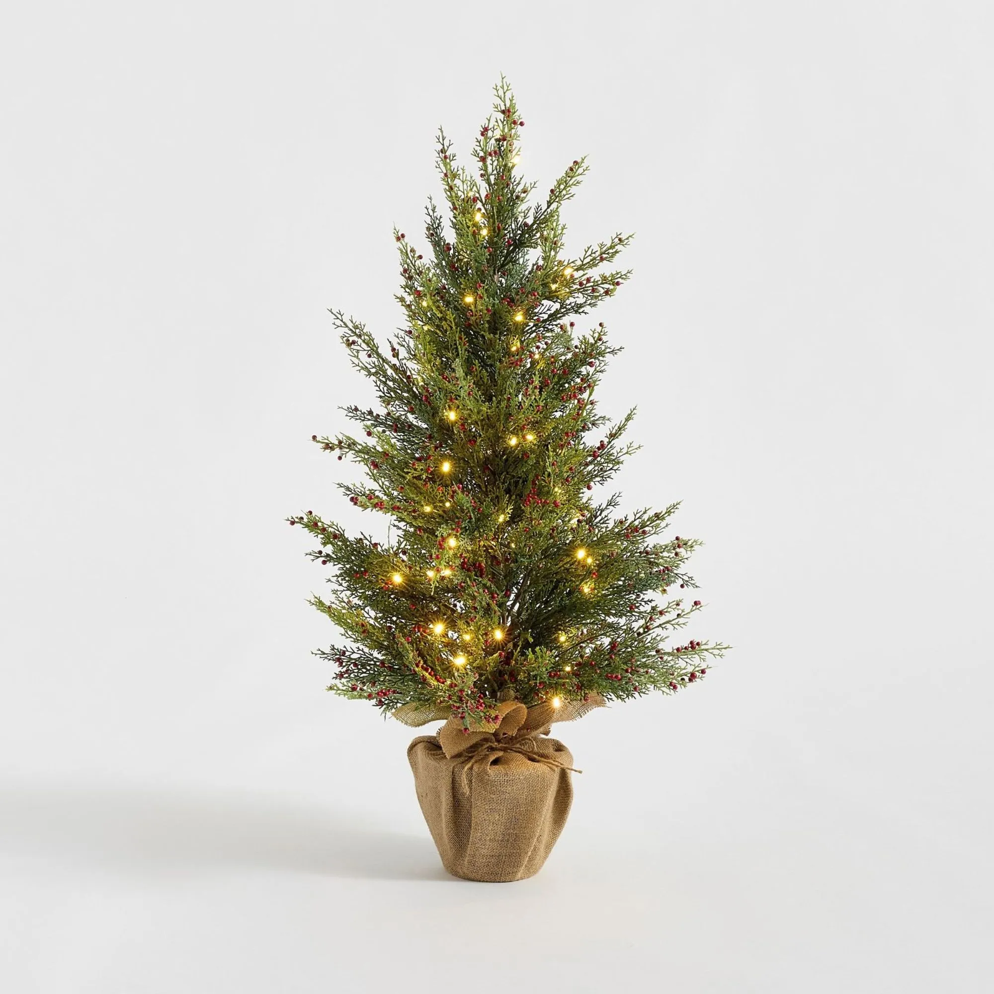 Vorbeleuchteter Minibaum mit Sackleinensockel' loading='lazy' title=