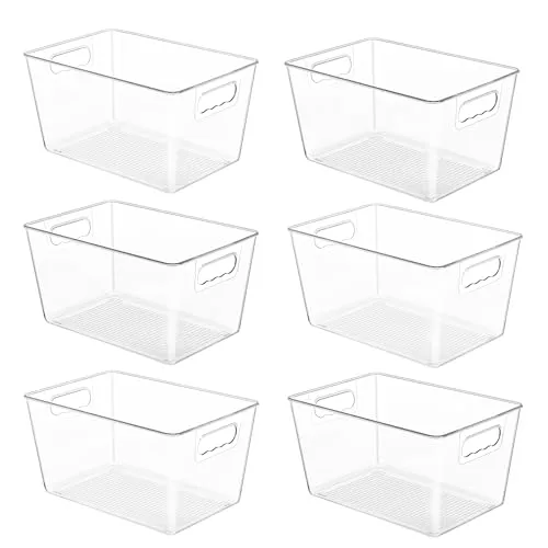 Yihong Lot de 6 bacs de rangement transparents pour garde-manger en plastique avec poignée pour cuisine, congélateur, placard, salle de bain, rangement sous évier' loading='lazy' title=