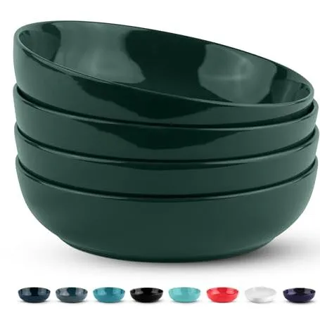 Kook Pasta Bowl Insalatiere Ciotole per zuppe Ceramica Grande capacità Microonde e amp; Set di 4 lavabili in lavastoviglie da 40 Oz (verde cacciatore)' loading='lazy' title=
