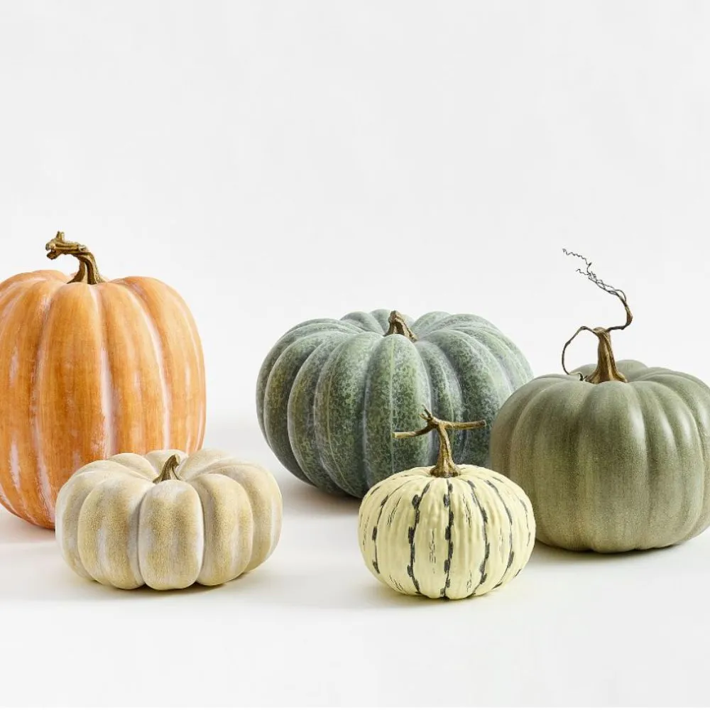 Mix zeleno-bielych a oranžových umelých tekvíc' loading='lazy' title=