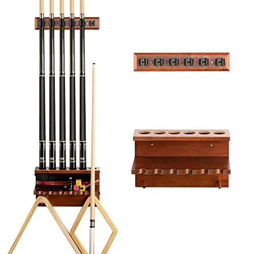 Extcct Pool-Stick-Halter zur Wandmontage – Billard-Pool-Queue-Rack, Hartholz-Pool-Queue-Set-Halter für 6 Queues, Sticks, Aufbewahrung, Billardtisch, Zubehör, Ausrüstung, Organizer' loading='lazy' title=