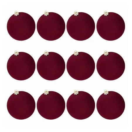Fwttom Lot de 12 boules de Noël floquées – Boules de Noël vintage incassables en velours à suspendre pour sapin de Noël, fête de vacances, 2 rouge' loading='lazy' title=
