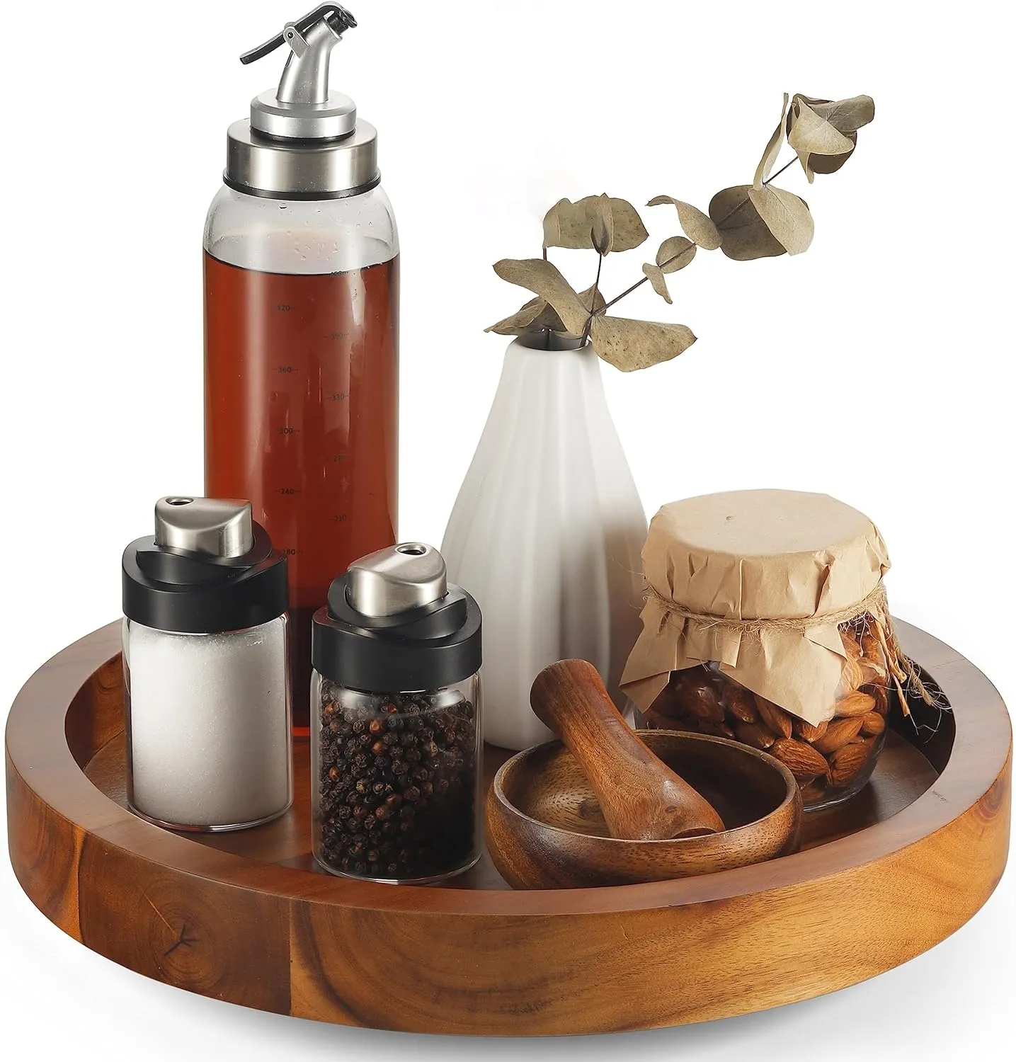 Tidtia 13 Organiseur Lazy Susan en bois d'acacia pour armoire – Plateau tournant rond pour comptoir – Cuisine en bois rotatif de rangement pour aliments pour centre de table, épices, garde-manger' loading='lazy' title=