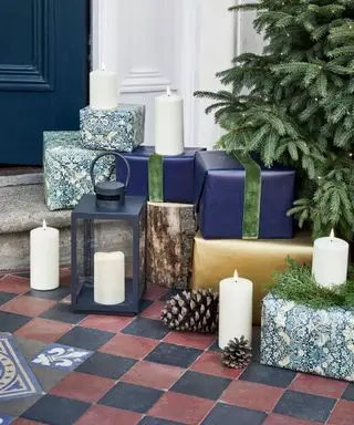 앞길의 야외 크리스마스 조명