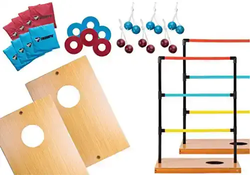 Triumph Sports Trio Toss Deluxe - 3-in-1 Ladder Toss, Washer Toss and Cornhole Game