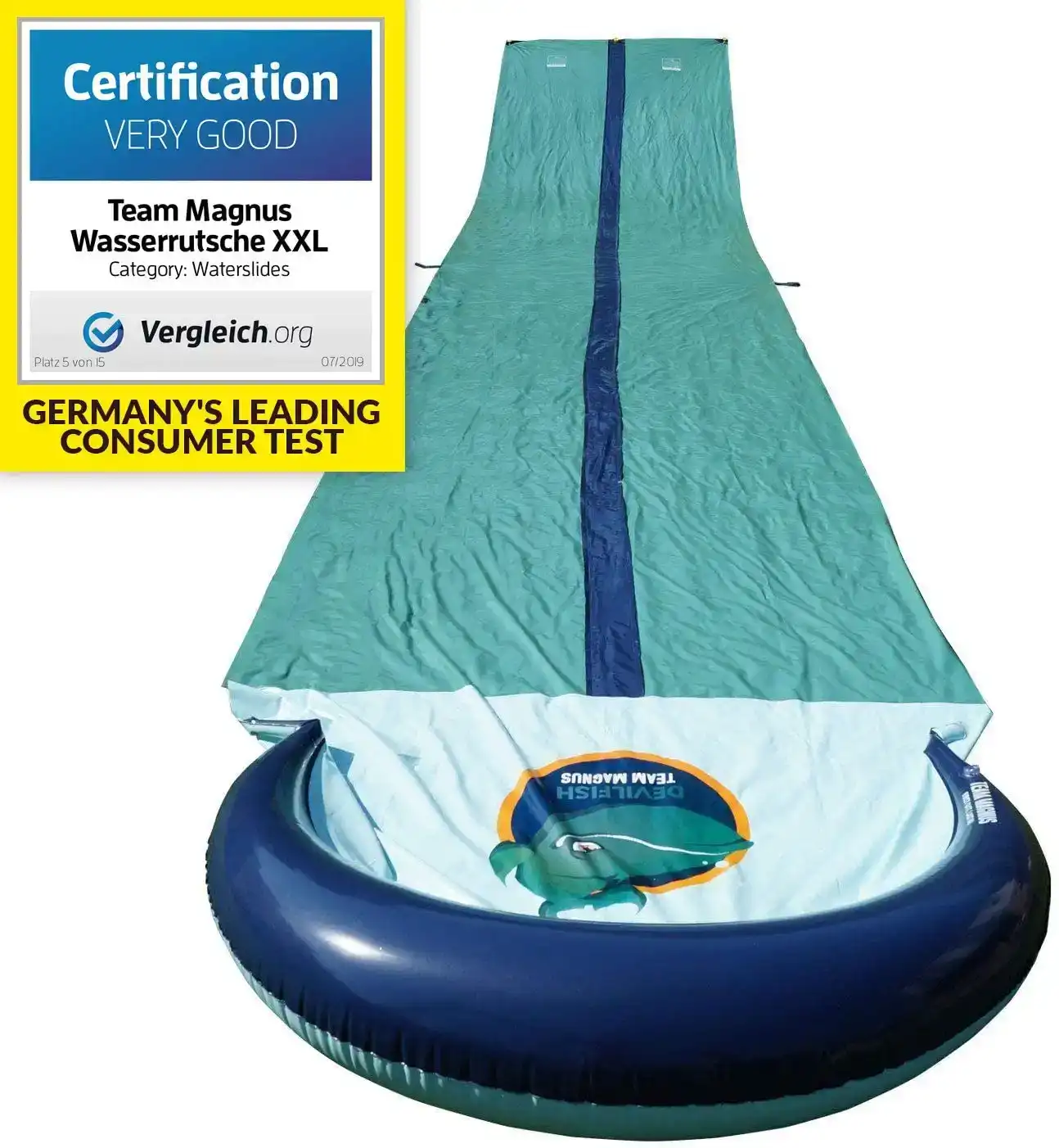 TEAM MAGNUS Slip and Slide XL - Inflatable Crash pad and Central Spray Channel for Races