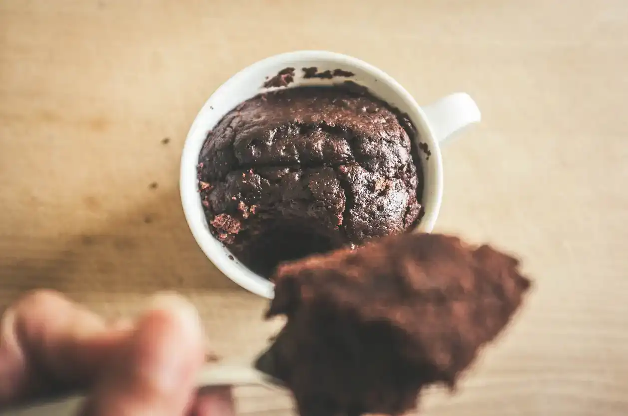 Close up of chocolate mug cake