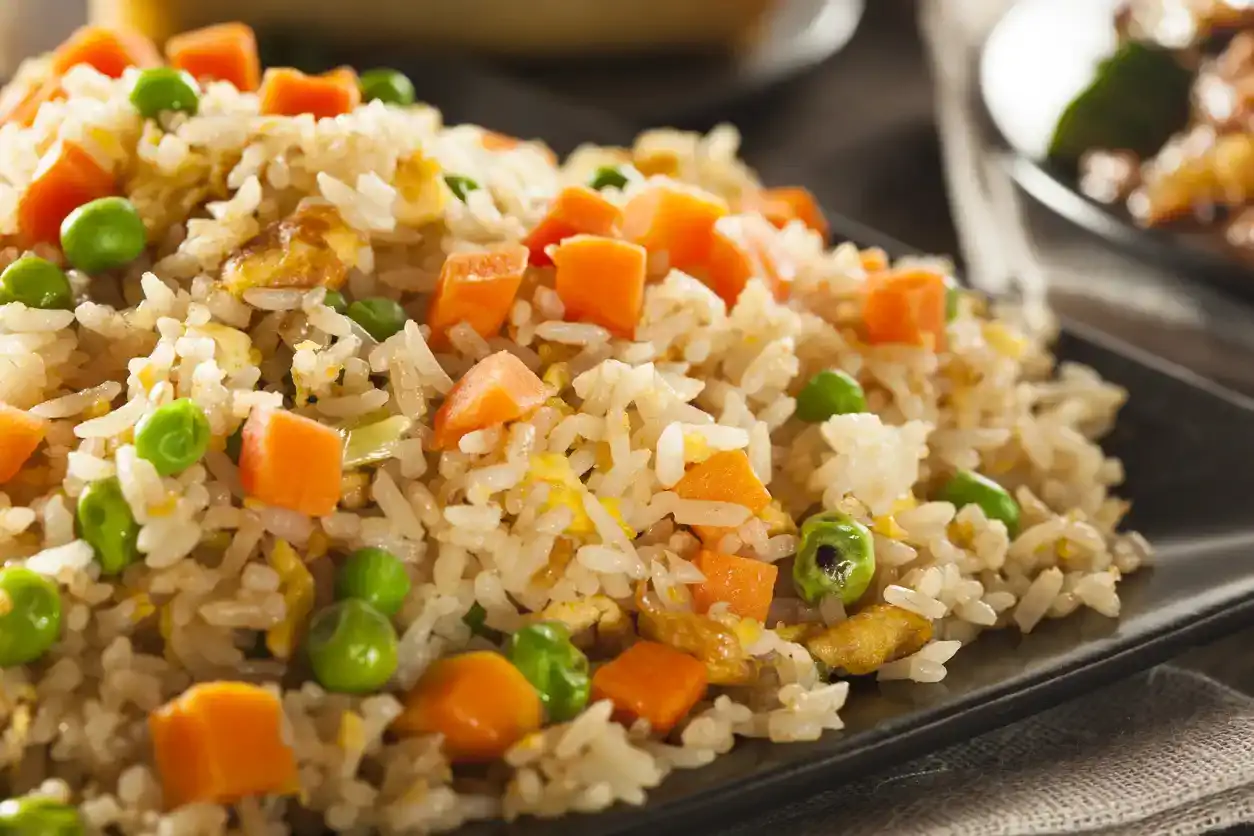 Veggie fried rice with carrots and peas