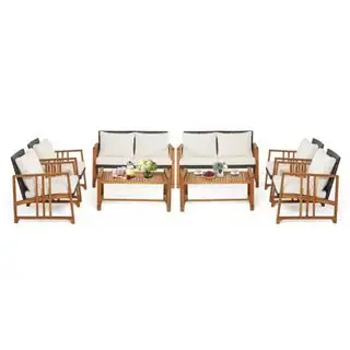 Costway 8PCS Patio Mix hnědá proutěná sedací souprava