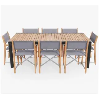 Venkovní rozkládací jídelní stůl Teak + hliník