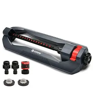 Eden 96213 Arroseur oscillant essentiel pour pelouse et jardin | Arroseur d'eau pour cour, couvre jusqu'à 3 600 m². Pi, base lourde