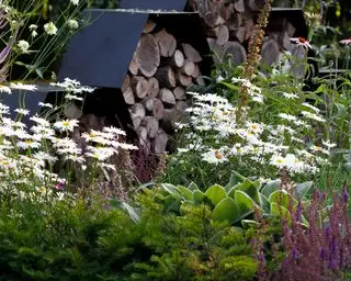 Idée de jardin animalier, hôtel à abeilles en sculpture en forme de nid d'abeille