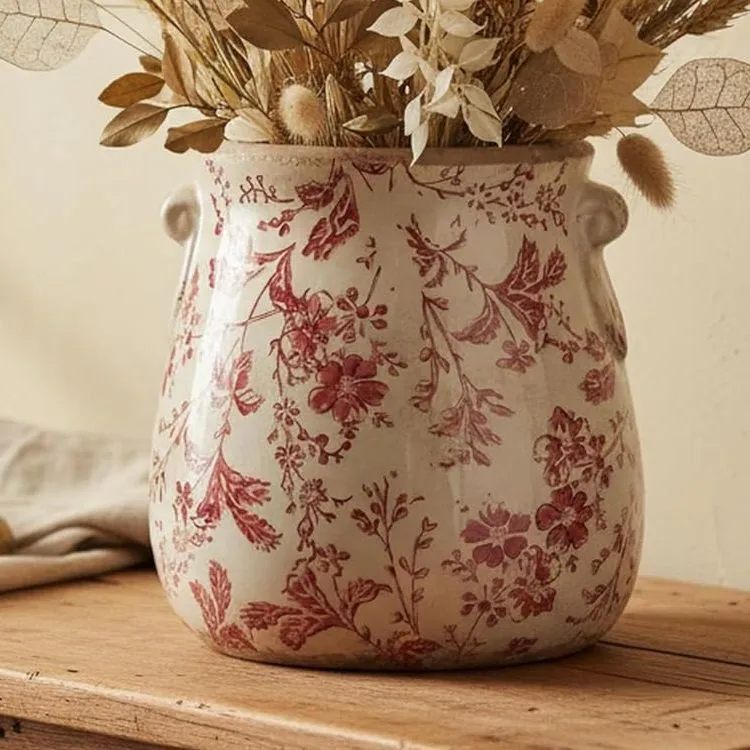 Xian Jiaju 6.68インチトスカーナ プランター & トスカーナ プランター部屋と家の装飾装飾花瓶屋内/屋外セラミック植木鉢排水穴クリスマス装飾赤' loading='lazy' title=