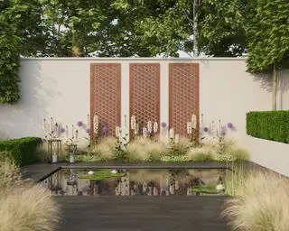 Asanoha corten steel trellis panel