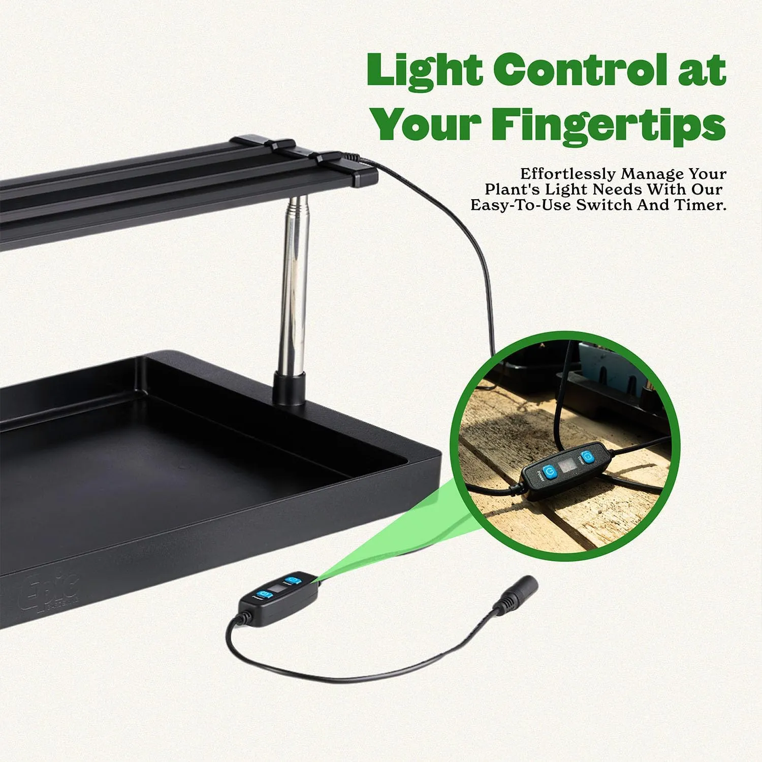 エピック ガーデニング シード スターティング グロウ ライト - フルスペクトル LED、高さ調節可能、LED 付き。屋内苗用統合トレイ |省エネで長持ちするタイマー付きライト（標準装備）' loading='lazy' title=