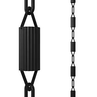 Rain Chains Direct - Chaîne de pluie Manicotti - 8,5 pieds - Aluminium durable avec revêtement en poudre noir - Chaînes de pluie de qualité supérieure pour gouttières