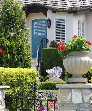 jardinière près de la porte d'entrée