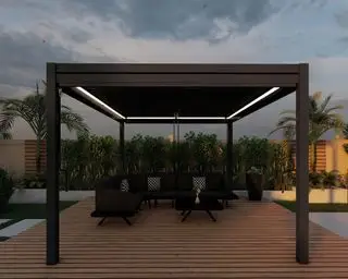 gazebo de jardin avec éclairage LED intégré