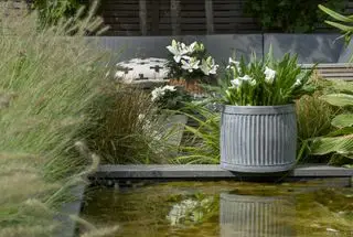 Jardinière grise à fleurs