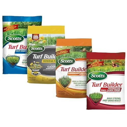 Scotts Turf Builder 4-Bag Bundle til små græsplæner med stopper Crabgrass Preventer Weed & amp; Feed5 Summerguard og Winterguard' loading='lazy' title=