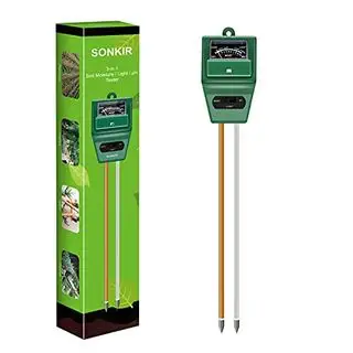 Sonkir Ph-mètre de sol, Ms02 3 en 1, testeur d'humidité/lumière/ph du sol, kits d'outils de jardinage pour l'entretien des plantes, idéal pour le jardin, la pelouse, la ferme, l'intérieur et l'extérieur (vert)