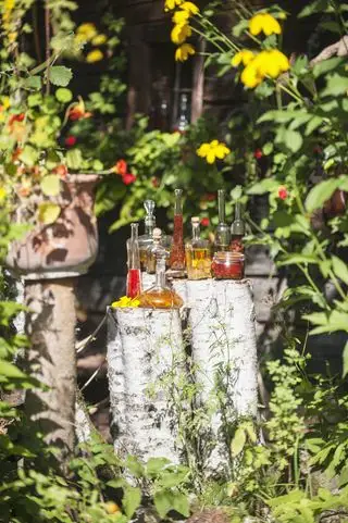 גדם עץ שהוסב לשולחן