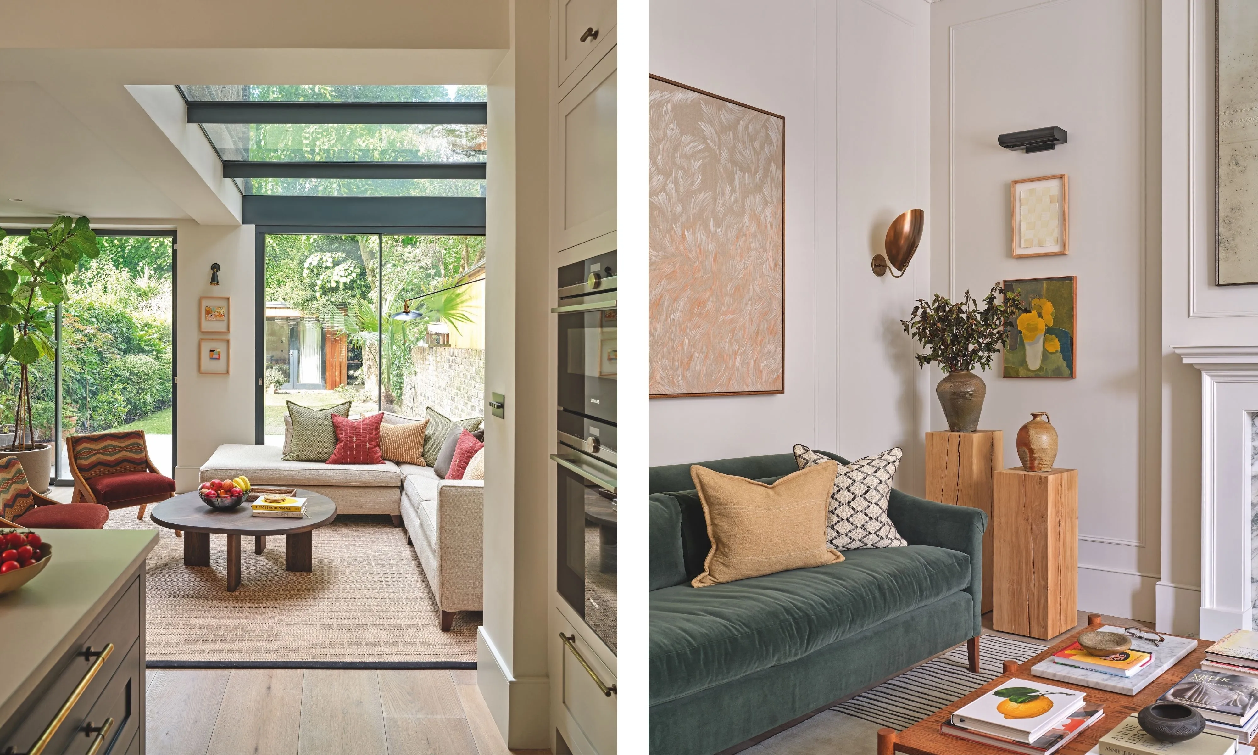 「必ずしもトレンディーでも、現時点のものでもないが、永続し、私たちとともに成長できる選択をしました」 – ニュートラルな背景と遊び心のあるポップなカラーが、このエレガントなロンドンの家を時代を超えてトレンドに合わせたものにしている様子をご覧ください