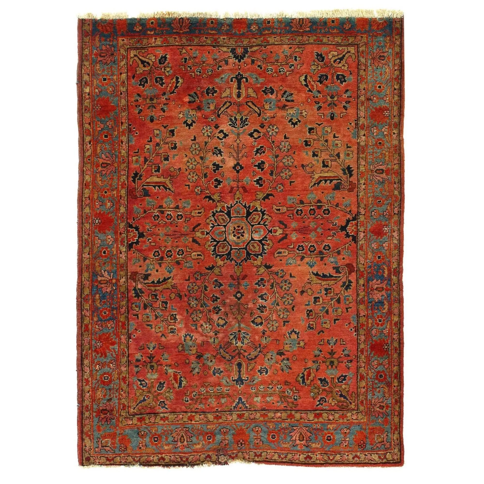 Jemný ručne viazaný starožitný Sarouk 3'6'' X 4'9''' loading='lazy' title=