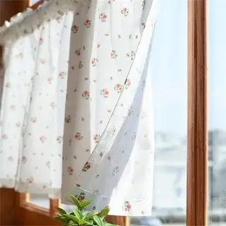 Cortinas de café de lino de 2 paneles