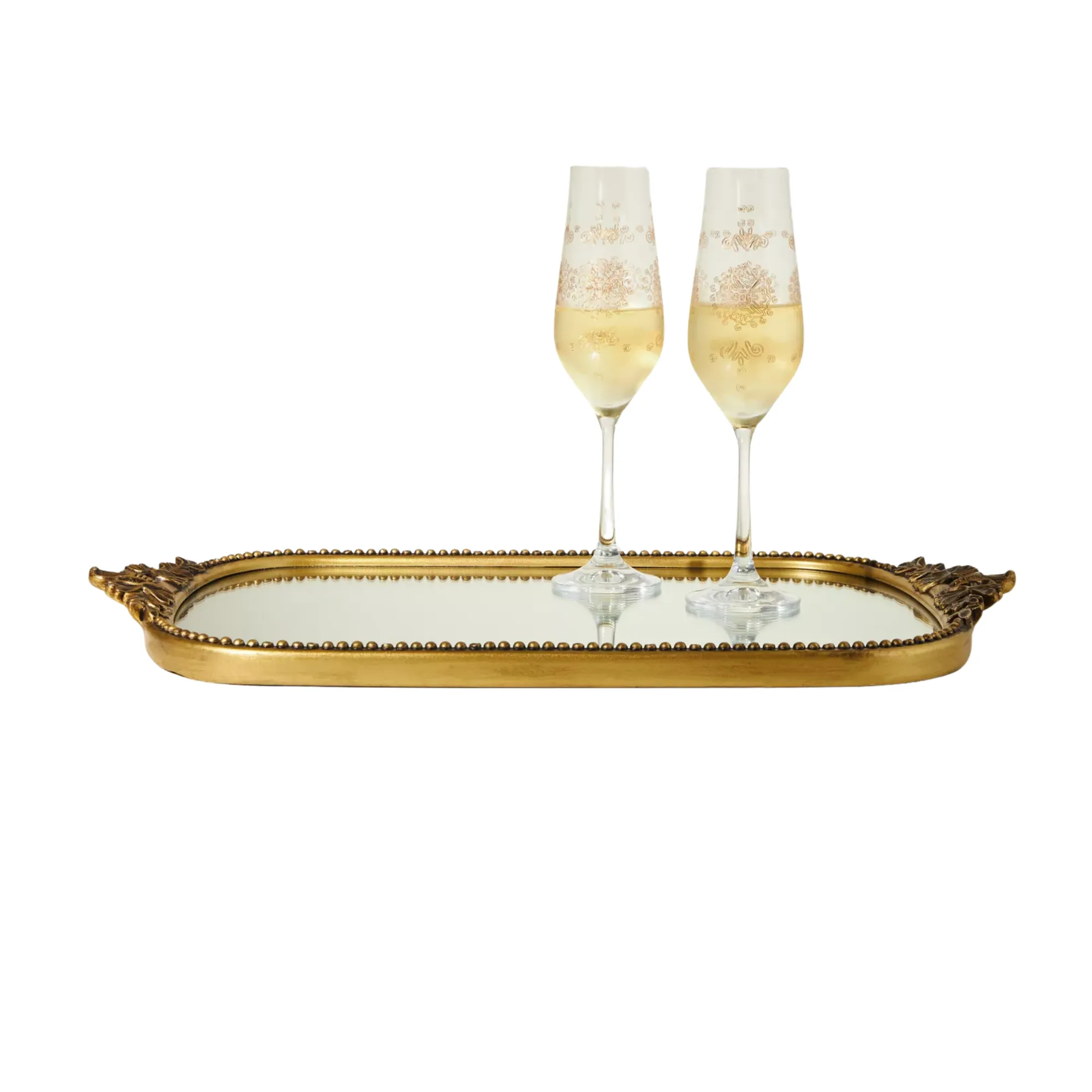 lustrzana taca do serwowania mieszcząca dwa kieliszki szampana' loading='lazy' title=
